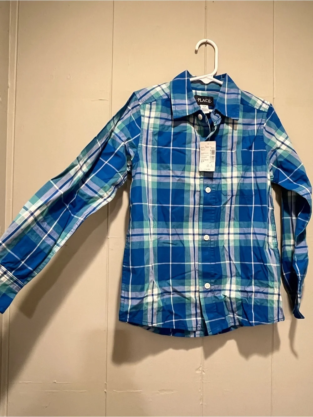5/6 Toddler / Kid Blue Plaid Button Up Long Sleeves Shirt
